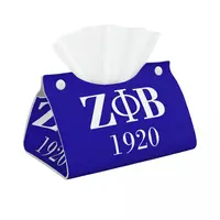 Custom Zeta Phi Beta Sorority Logo Facial Tissue Box Cover Rectangular Greek Letter 1920 PU Leather Tissue Box Holder for Office 1