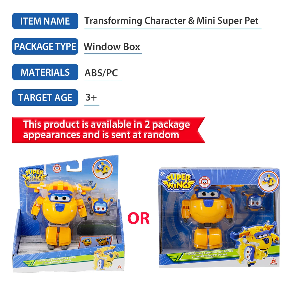 Super Wings Donnie 5' Transforming Character Easy Transformation Preschool  Kids Gift Toys