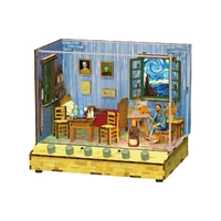 DIY Wooden Miniature Model Kit Van Gogh's Bedroom Casa Doll Houses 3D Puzzle Dollhouse With Furniture for Friends Birthday Gifts 1