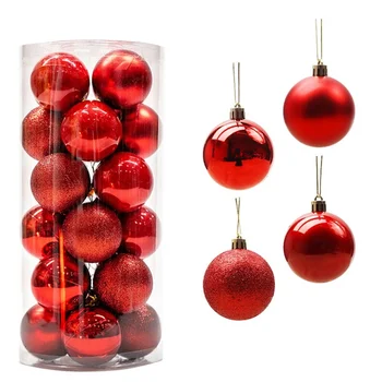24 stücke Weihnachten Kugeln Weihnachten Baum Ornamente Ball Hängen Weihnachten Baum Anhänger Home Party Decor 2025 Neue Jahr Geschenke Noel Navidad