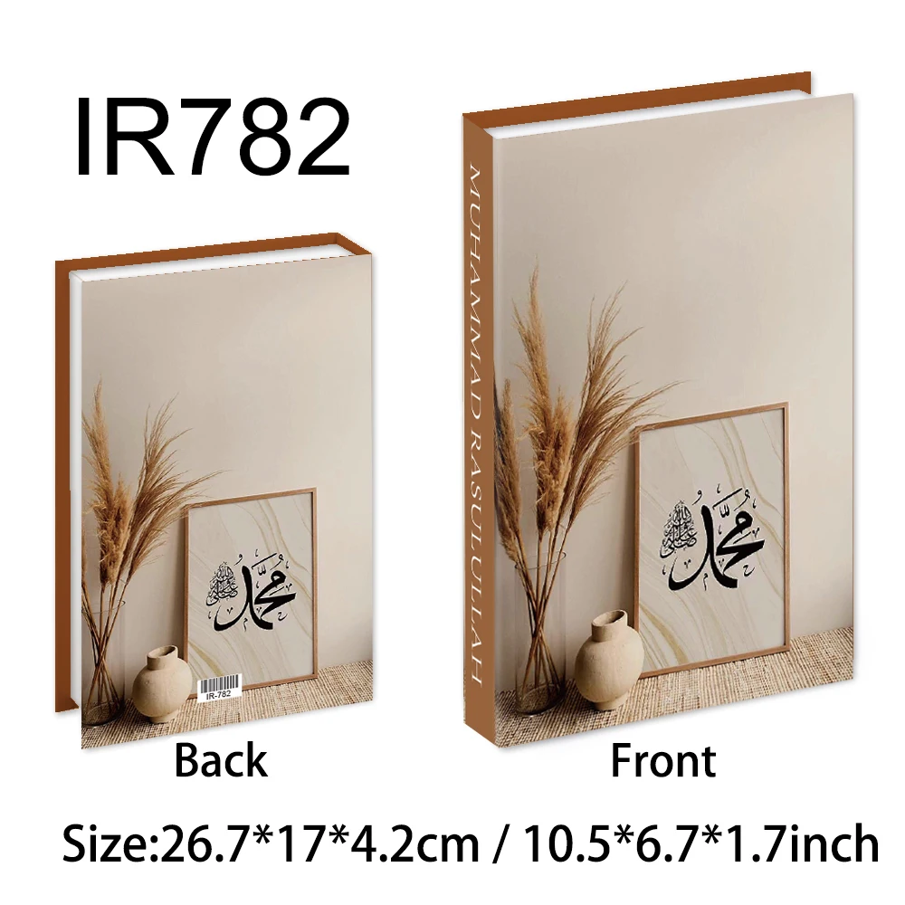 Caja de almacenamiento de libros decorativa islámica marroquí con arco de la mezquita Kaaba, libros falsos para decoración, mesa de café, sala de estar, decoración del hogar