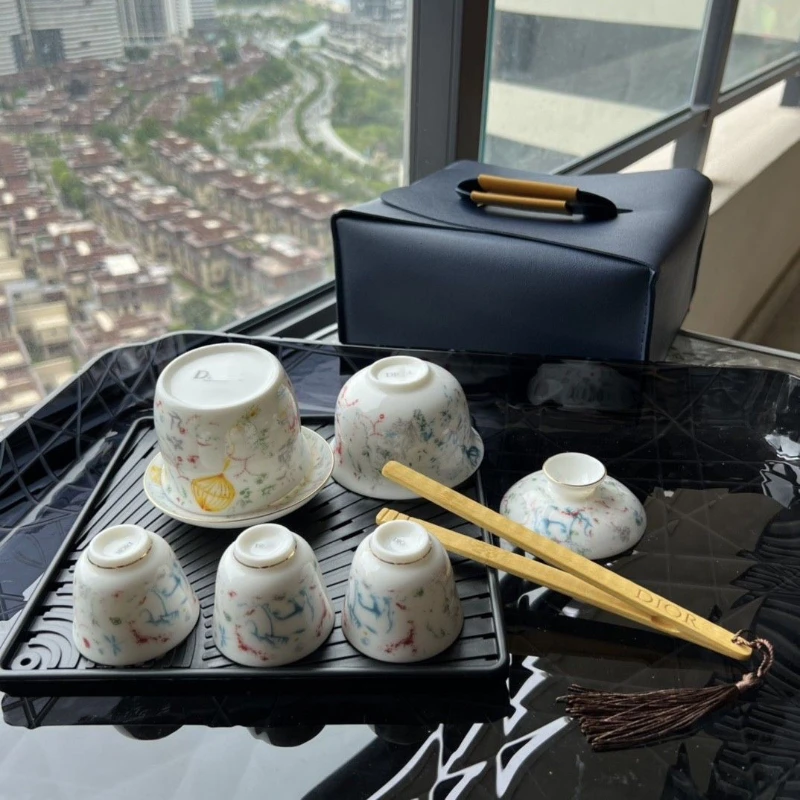 Dio Chinese Ceramic Tea Set Purses Gift Set Exquisite Porcelain Upscale Business Gifts