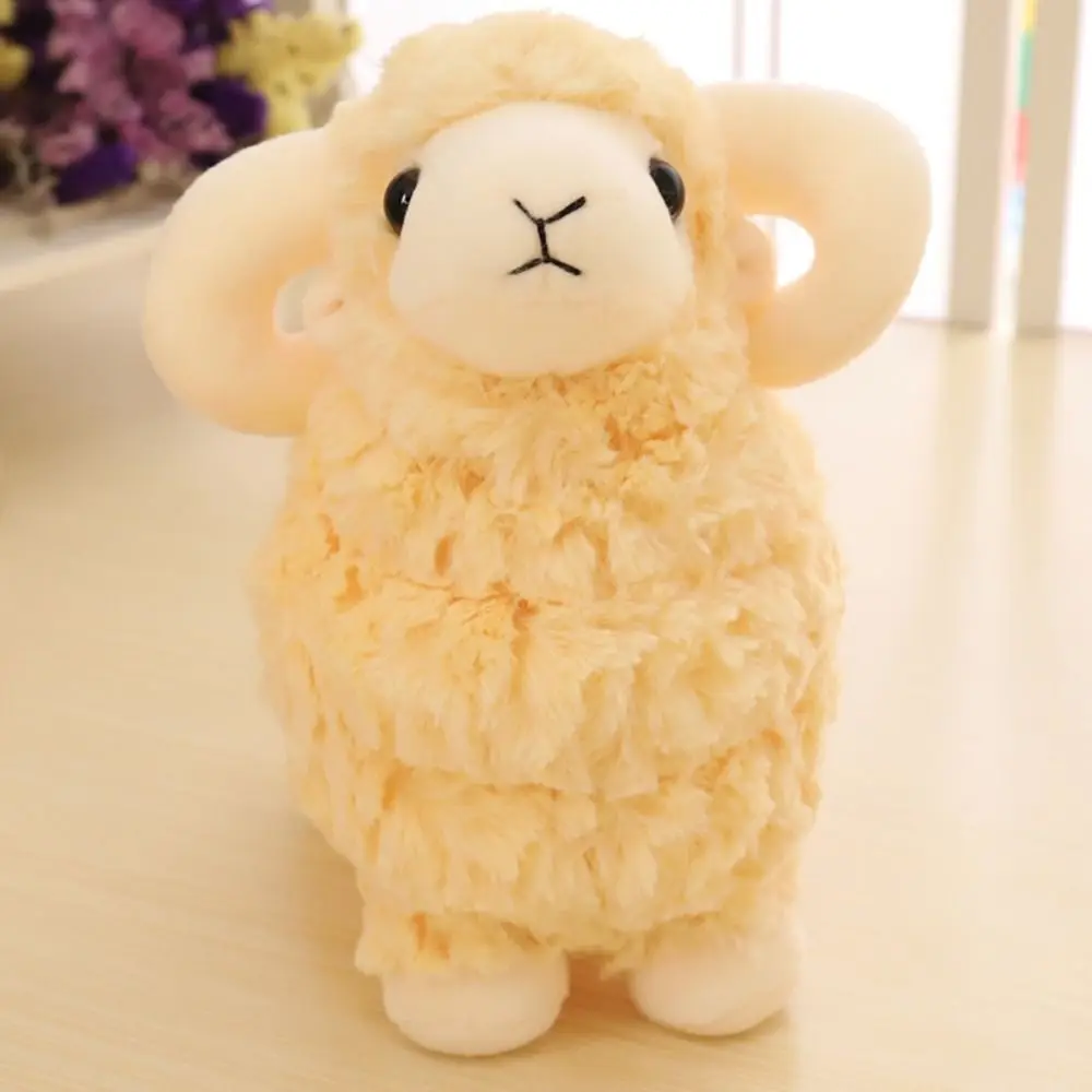 Simulation Big Horns Baby Goat PP Cotton Fluffy Sheep Toys 25/35cm Cute Baby Goat Keychain Valentine's Day Gifts