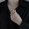 Bague Girlbible en argent sterling 925 pour femme, couple, minimaliste, faite à la main, rétro, avec pierre noire, bijoux de fête, cadeau, anti-allergie