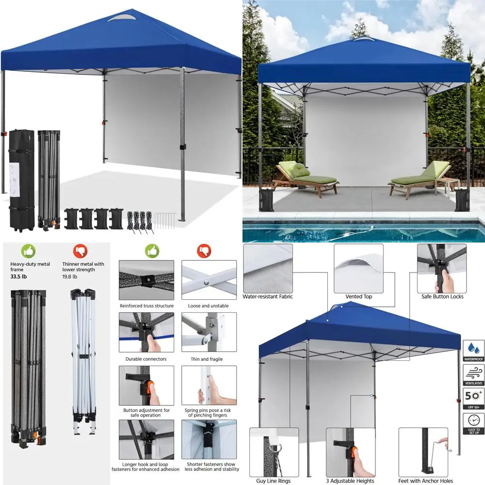 10x10InstantCanopyTentwithSidewall,CommercialGrade150DSilverCoatedFabric,OutdoorPop-UpTentwithWheeledBagforEv-AliExpress15