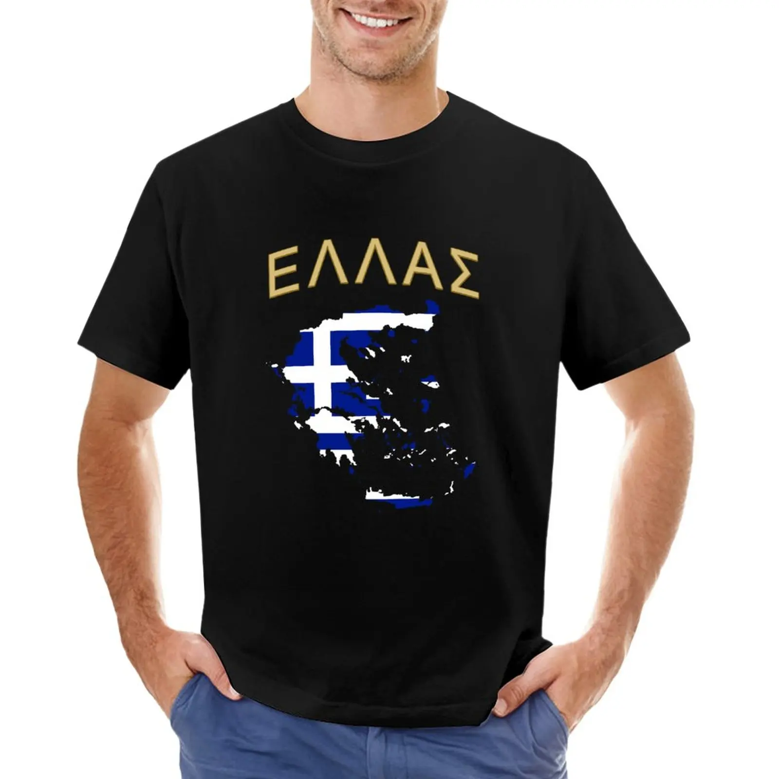 

Greek Flag Greece Map Hellas Pride Philhellenism T-Shirt Short sleeve T-shirts for men cotton