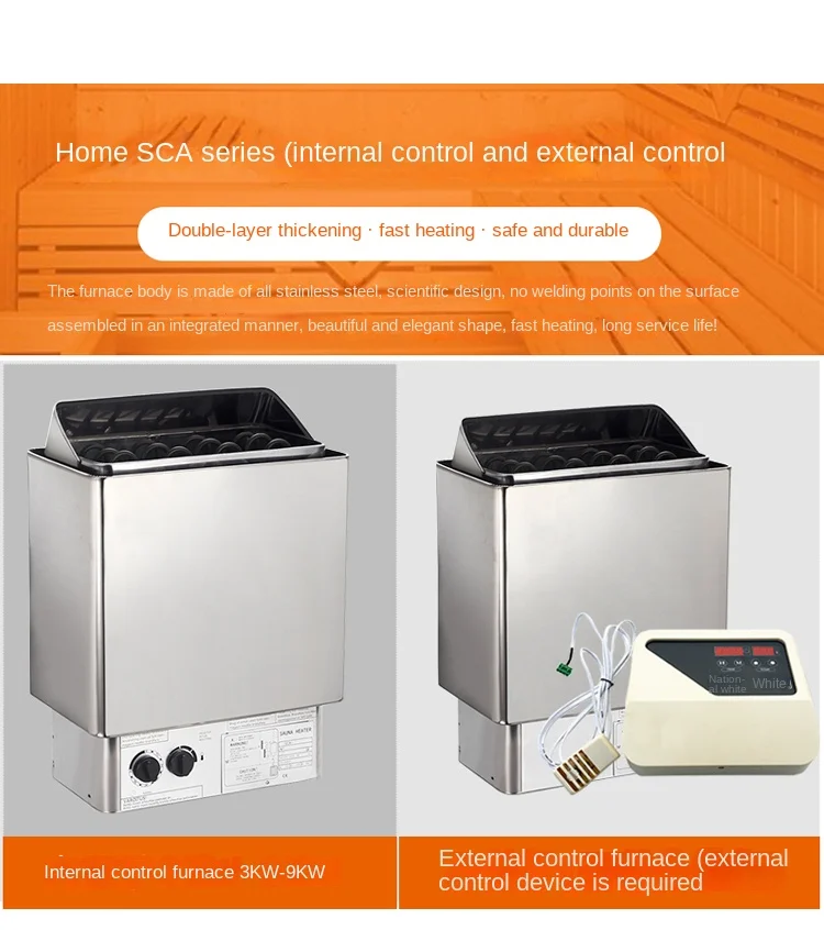 Description Picture 6 of item9KW 8kw 6kw 4.5kw 3kw Sauna Heater 220V 380V Sauna Steam Generator Home Use Heating Furnace Room Dry Equipment