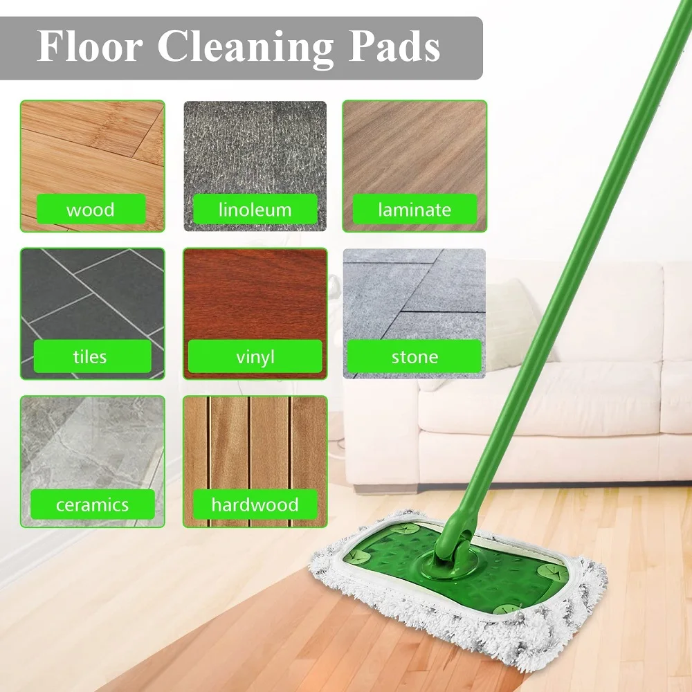 6 Panni Ricambio In Microfibra Per Swiffer PowerMop | Lavabili E Riutilizzabili, 38,9x12,7 Cm, Compatibili Con Moci Spray 14-16", Velcro Incluso - 6