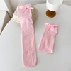 Girls' Velvet Long Socks Spring Summer Thin Ice Socks Candy colored Bow Japanese Cute Leg Over Knee Socks 5