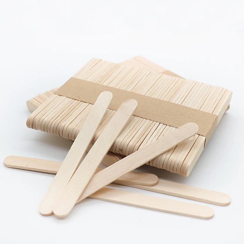 Ice Cream Sticks 50pcs/100pcs Ice Cream Popsicle Sticks Natural Wooden Sticks Ice Cream Spoon Hand Crafts Art Lolly Cake Tools