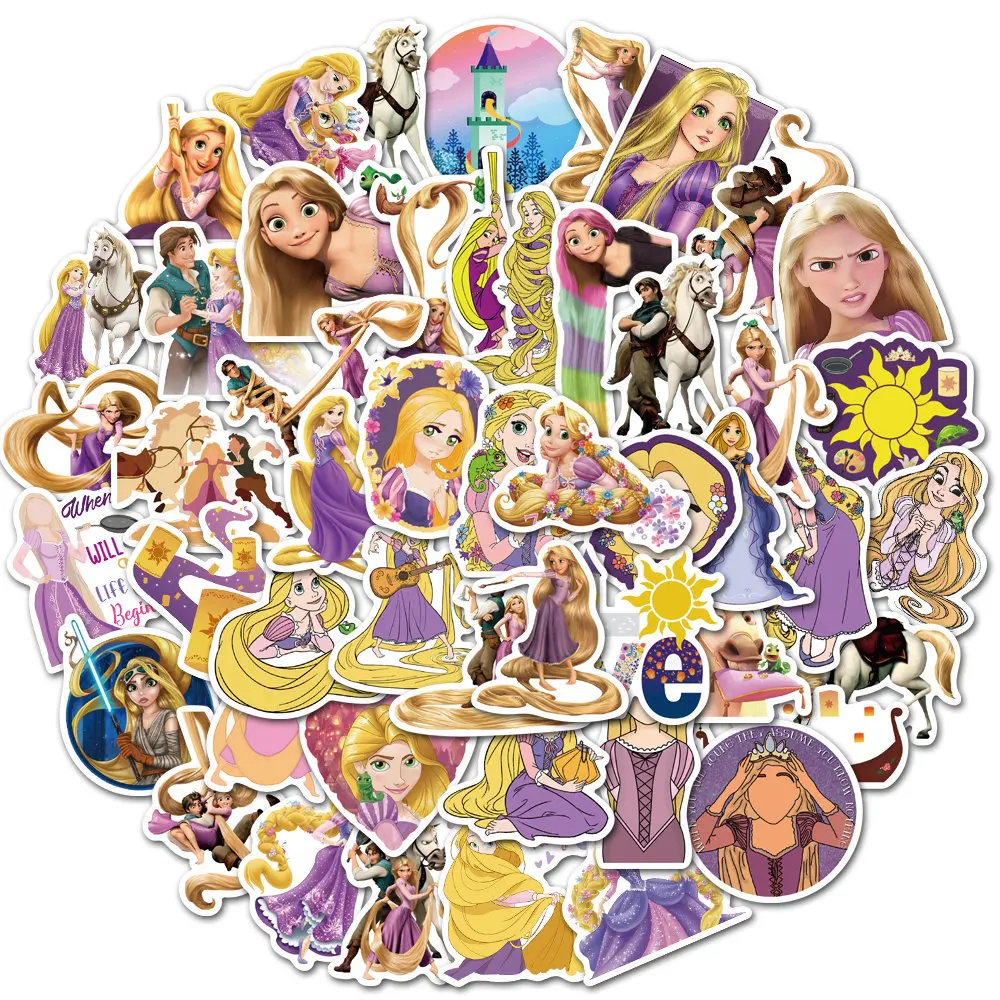 

10/50PCS Disney Cartoon Movie Tangled Rapunzel Stickers DIY Laptop Phone Guitar Luggage Waterproof Sticker Kid Toy Girls Gifts