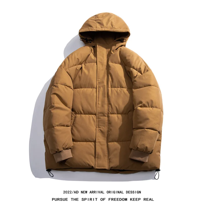 New Men's Hooded Warm Jacket Japanese Style Plain Men's Cotton Coat
