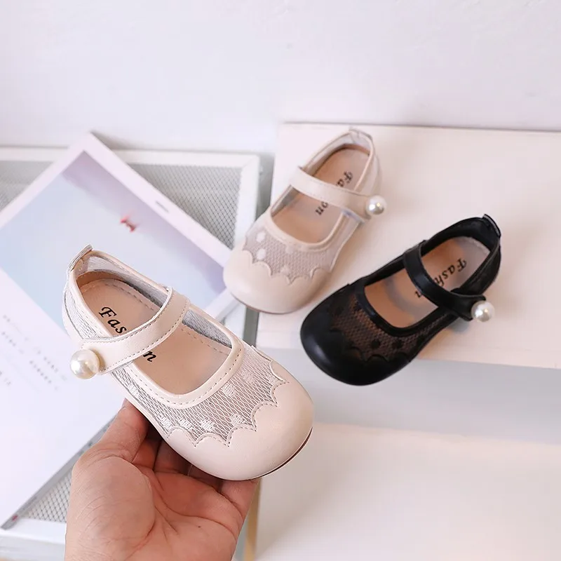 

Children's Casual Leather Shoes Girls' Hollow Solid Color PU Shoes Child's Fashionable Sweet Princess Soft and Simple Flat Shoes