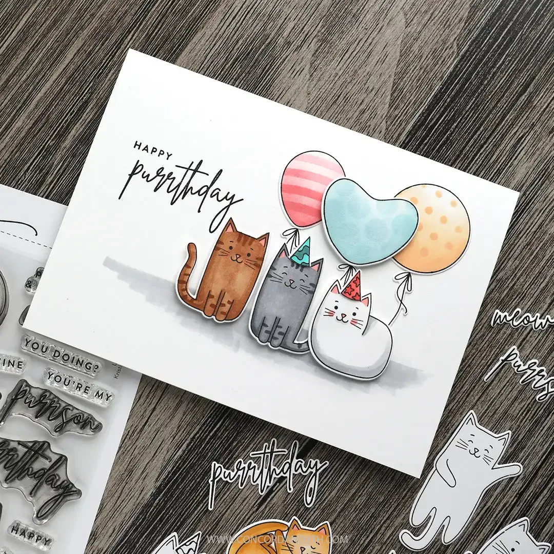 New Birthday Banner And Balloons Clear Stamps Metal Cutting Dies Stencil For DIY Scrapbook Decoration Embossing Template
