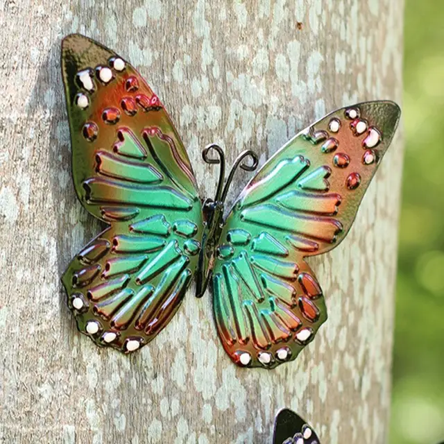3D Fém Pillangó Dekoráció Inspiráló Szobor Kültéri Kerti Fal Állati Miniatűr Szobrok Műalkotások - Image 4