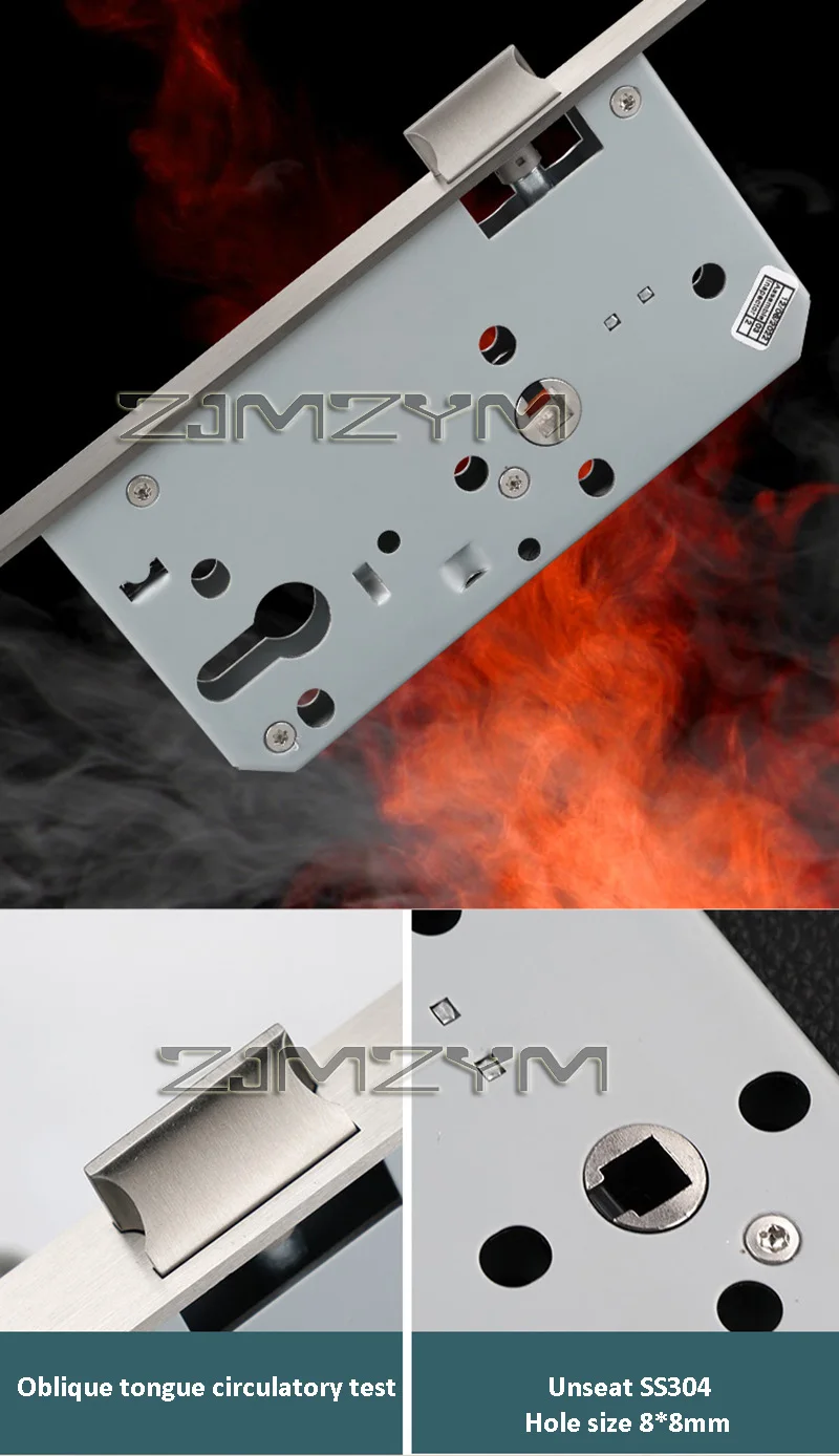 Description Picture 4 of itemStainless Steel Plate Mortise Lock Body Anti Fingerprint Door Latch Interior Door Handles For Interior Bedroom Wood