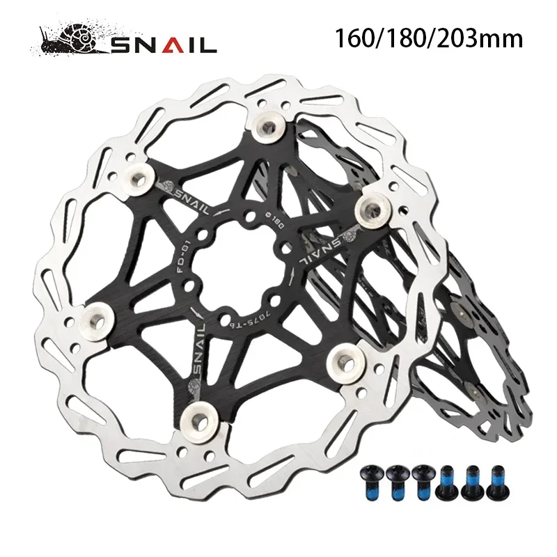 SNAIL 160/180/203mm Bicycle Floating Brake Disc Rotor cycling MTB Bike Brake Accessories Ultralight Shimmano Brakes