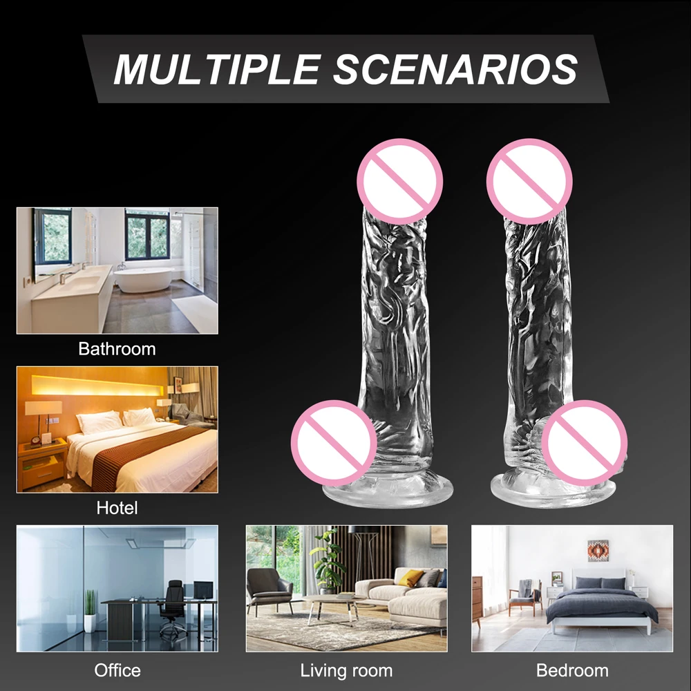 Transparent Realistic Penis Dildo Soft Crystal Jelly Dildos Strong Suction Cup Fake Dick Penis Anal Butt Plug Sex Toys for Women sex toys