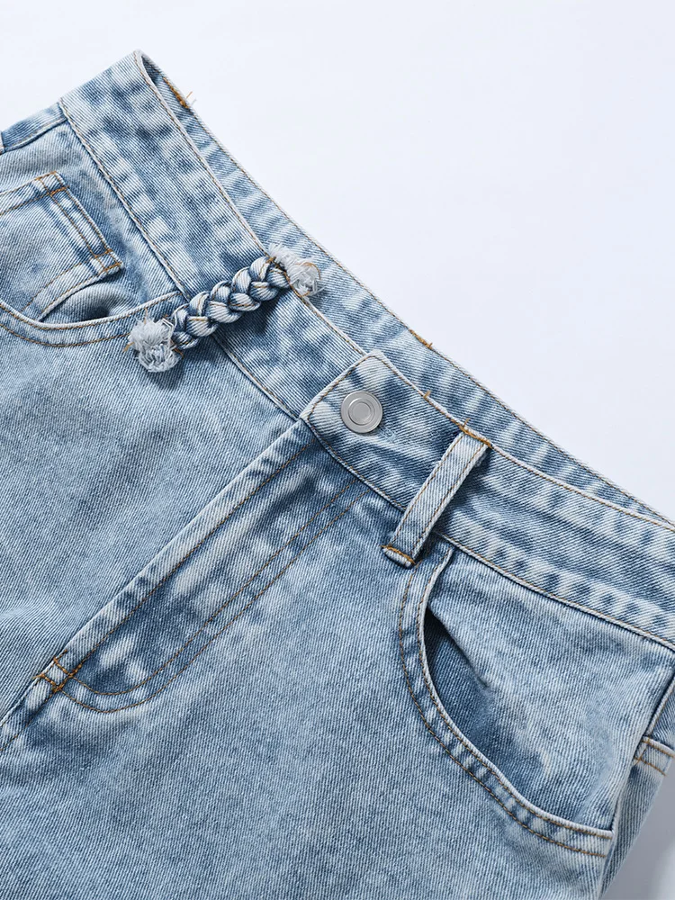 Y2k Fashion Hollow Out Female Jeans Chic Pockets Zipper Wide Leg Denim Pant Blue Lady Summer Streetwear 2026 New Commute 5