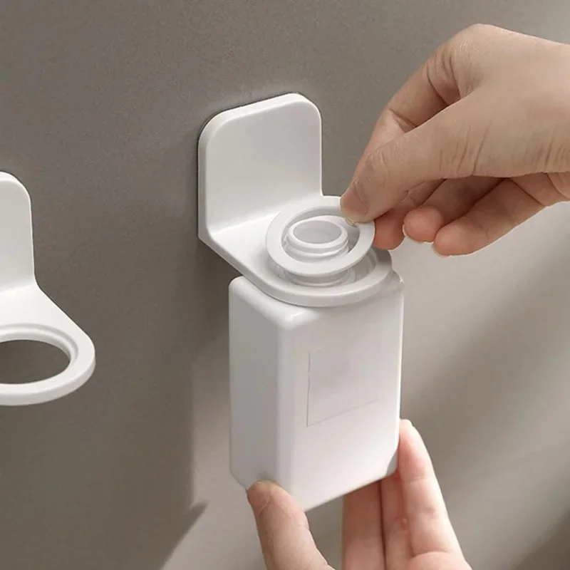 Dispenser bottle holder Adjustable Dispenser Bottle Holder Wall Mounted Adhesive Shampoo Lotion Hand Soap Bottle Hanger Bathroom Storage Rack