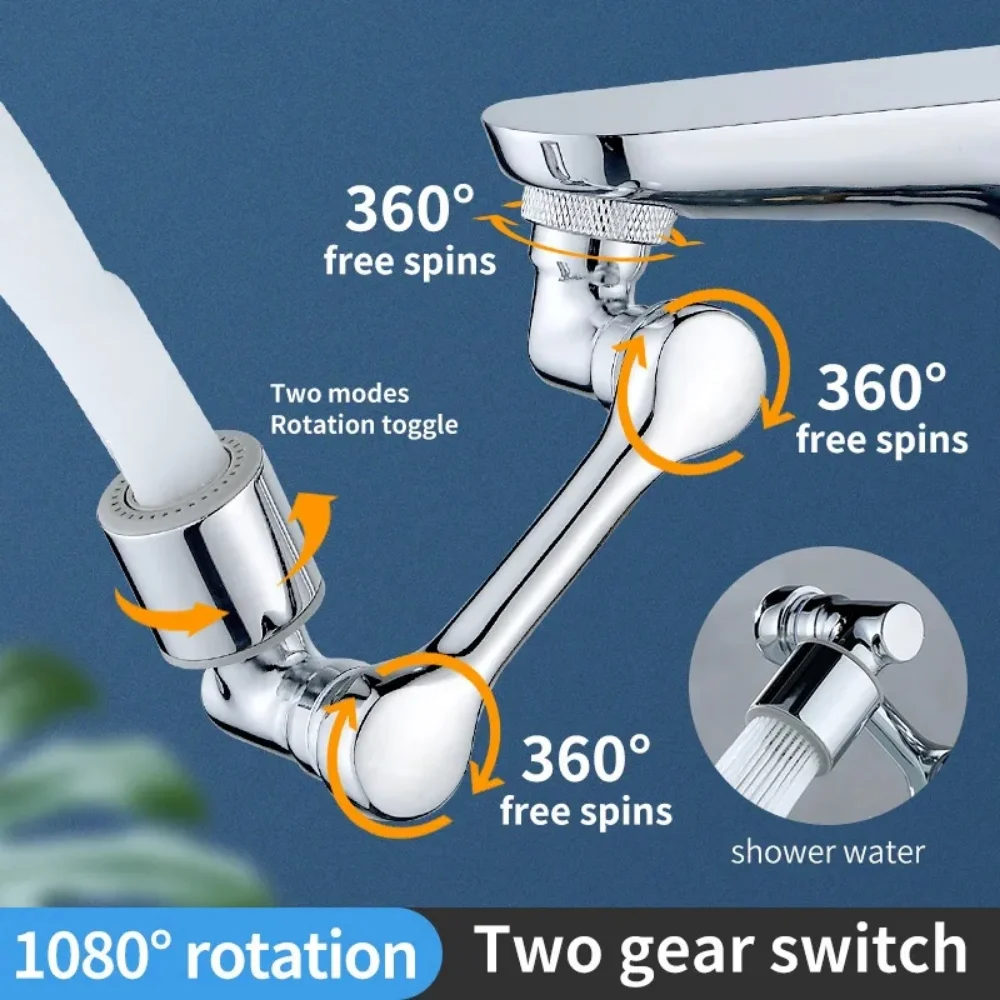 Universal 1080&deg;Rotatable Faucet Adapter Kitchen Tap Extender Splash Filter Nozzle Flexible Sprayer