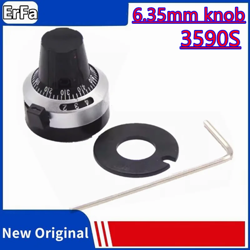 1pcs  3590S 3590 6.35 mm precision scale knob potentiometer knob equipped with multi-turn potentiometer 10pcs lot wx112 wth118 0 100 scale wth118 potentiometer knob digital scale for wx112 wth118