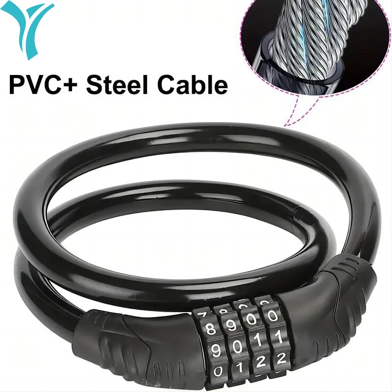 Bike Lock Cable, Bike Locks Heavy Duty Anti Theft,Security 4 Digit Resettable Combination Portable Code Lock Cable for Bicycle