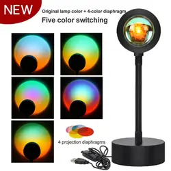 Lampe de Projection arc en ciel avec télécommande, éclairage d'ambiance réglable, lumières décoratives, Rotation à 360 °, veilleuse, accessoires pour la maison 