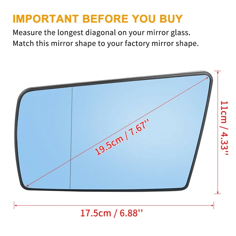 Side Wing Mirror Glass Heated With Backing Plate For Mercedes-Benz C W202 E W210 S W140 1994-2000