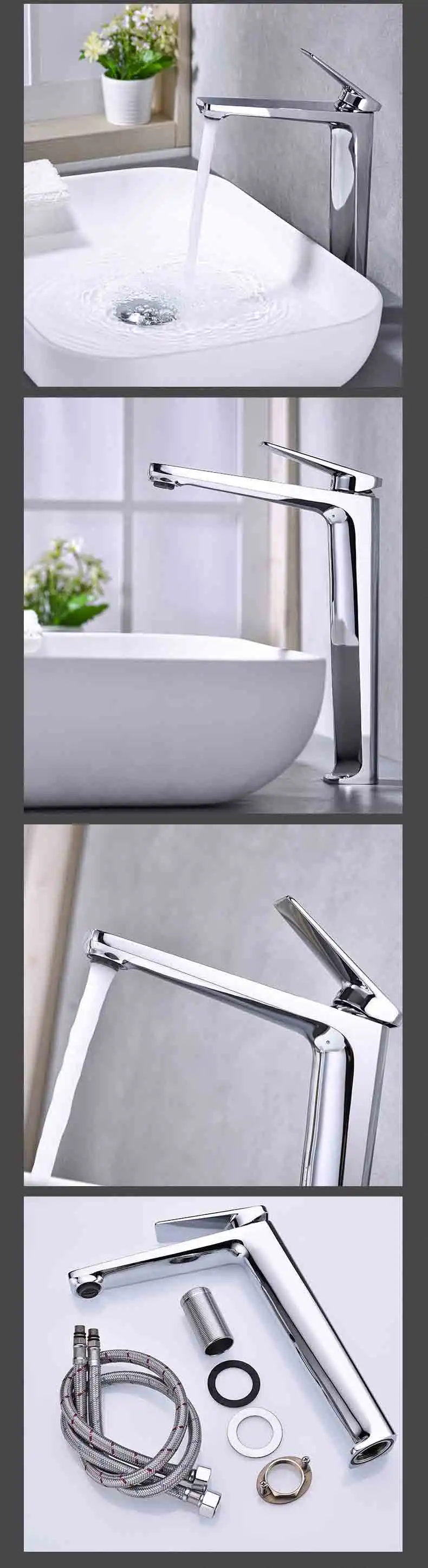 Description Picture 5 of itemModern Fashion Design Brushed Gold Countertop Basin Sink Faucet Hot & Cold Water Mixer Metal Tap Bathroom Decorating Accessories