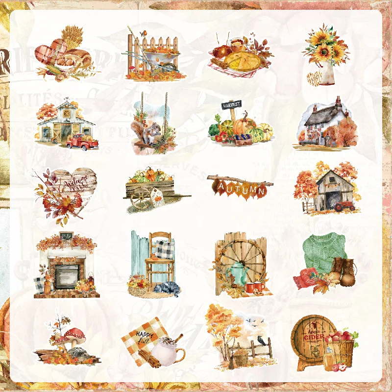KLJUYP 40pcs Autumn Stickers Die Cuts Sticker Collection Kit for Scrapbooking Planner/Card Making/Journaling Project