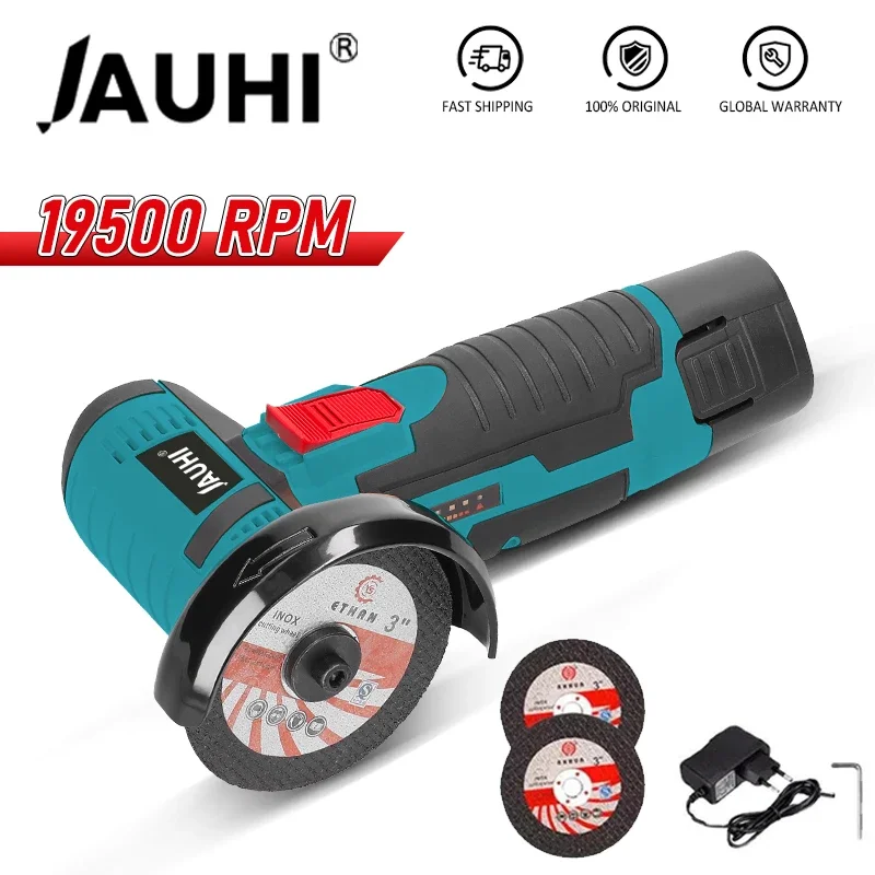 JAUHI 12V 19500rpm Cordless Angle Grinder Electric Grinding Cutter for Cutting Polishing Ceramic Tile Wood Stone Steel