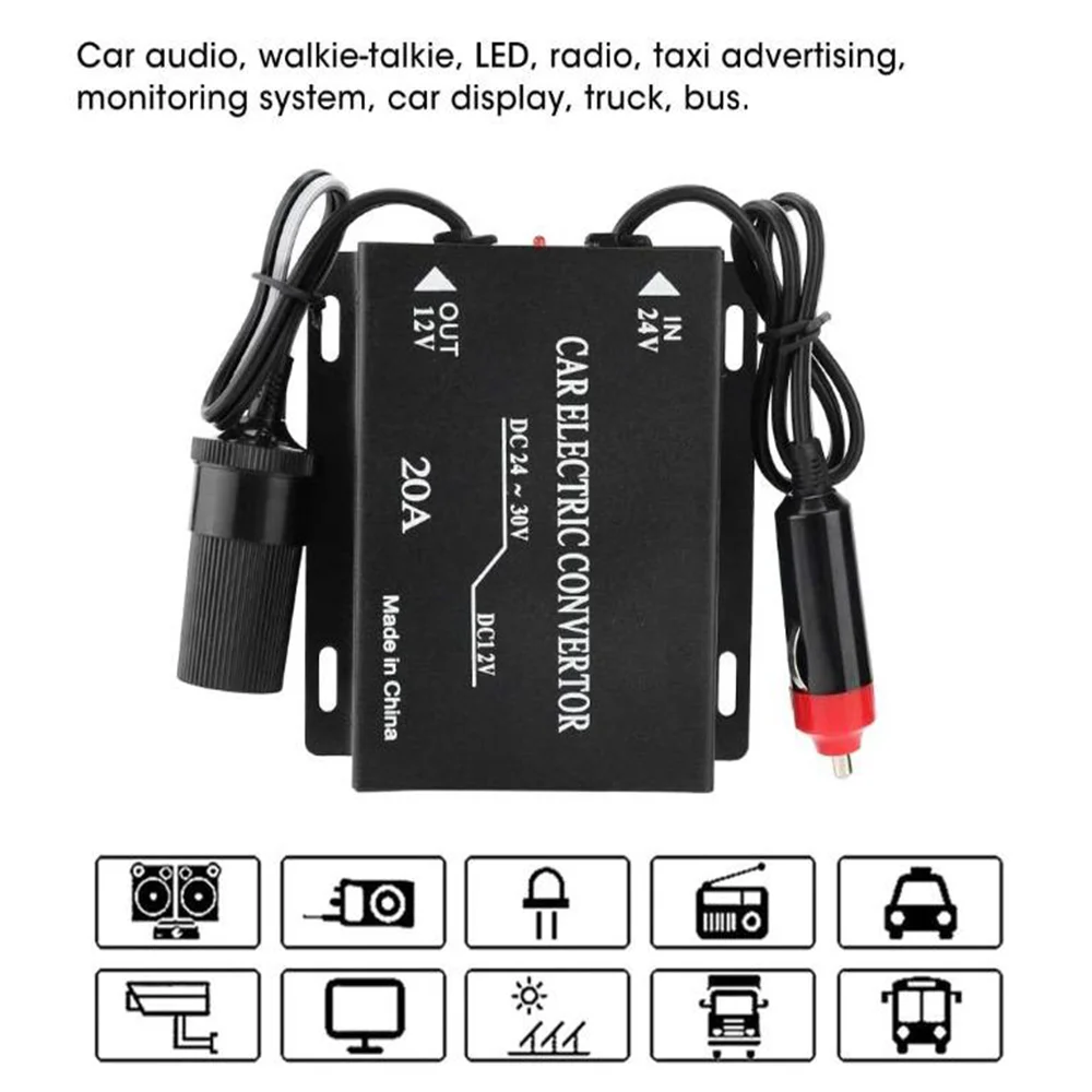 Eosnow Convertitore di potenza per camion per auto 20A 240W DC 24V a