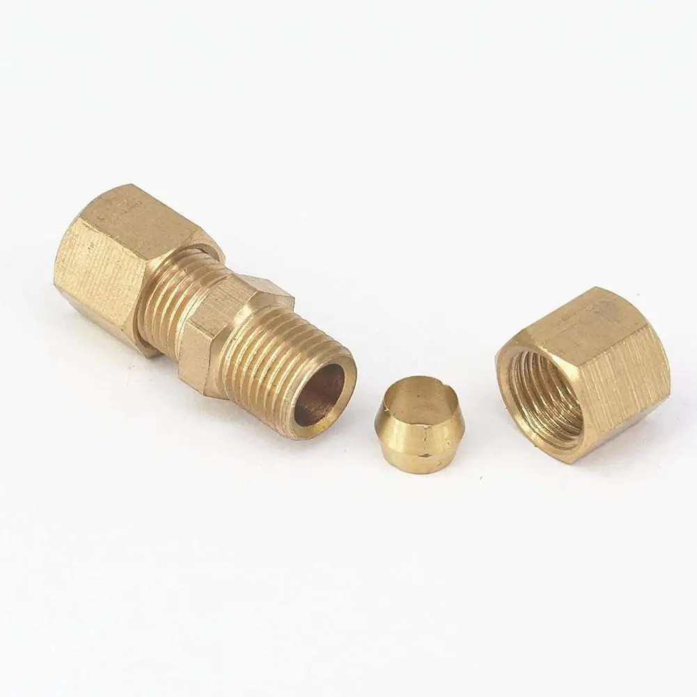 3/16" OD Hydraulic Brake Lines Pipe Brass Brake Line Union Fittings Straight Reducer Compression Kits Connector 5pcs brake connecting insert brake line lock kit brake pipe hose brake line connector