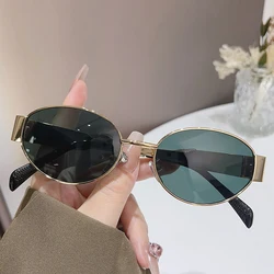 2024 Luxury Designer Trendy Oval Sunglasses with Metal Frame - Classic Vintage Shades (Other)