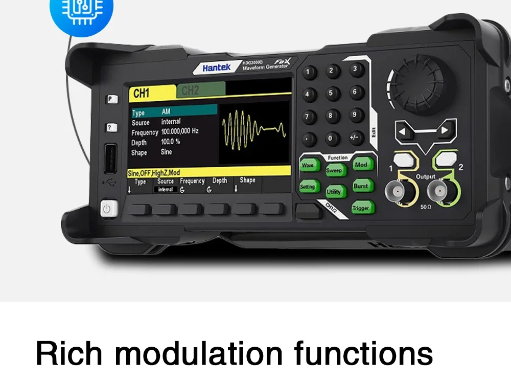 Hantek 2-channel signal generator arbitrary waveform pulse function harmonic fre
