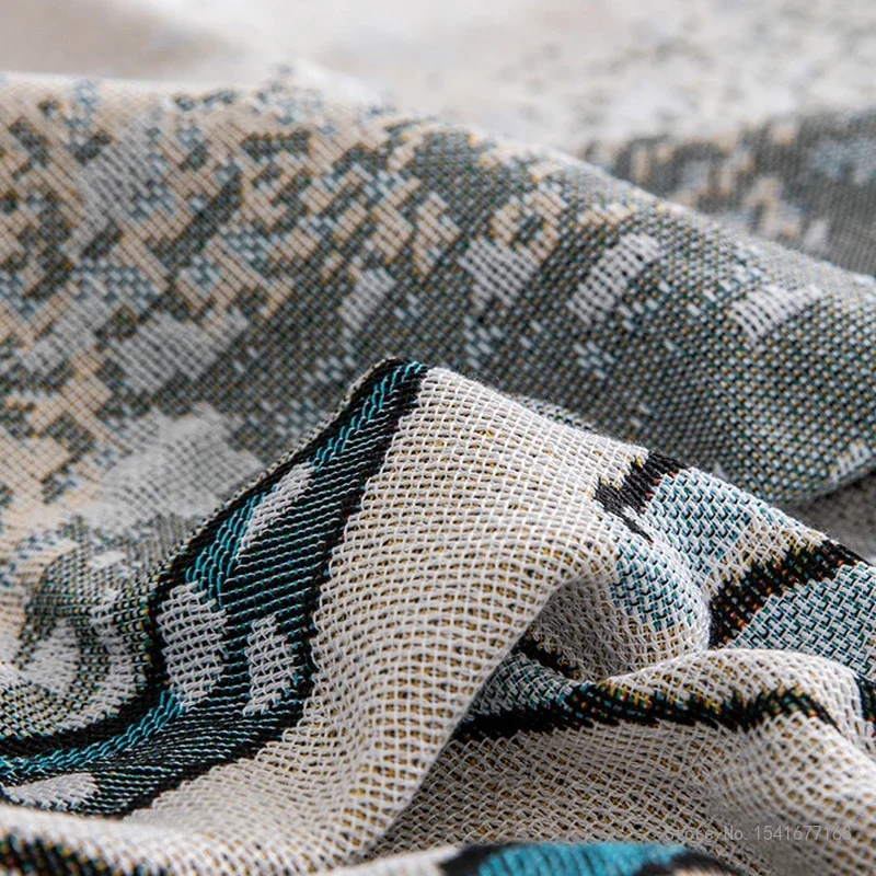 Double Sided Jacquard Thread Blanket Travel Portable Nordic Sofa Bed Living Room Picnic Blanket Sea Wave Pattern Decorative, 1Pc