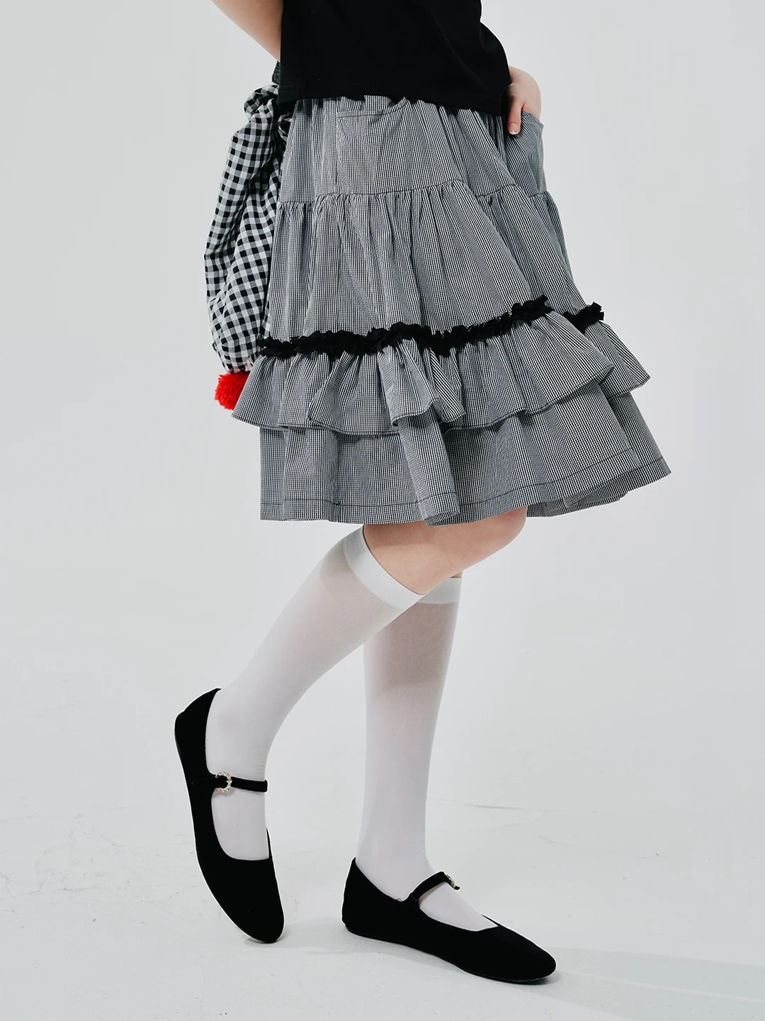 imakokoni-2024-spring-new-nylon-cotton-plaid-lace-cake-skirt-244575