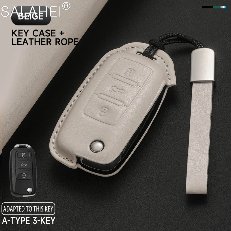 

Leather Car Key Case Keys Full Cover Protection for VW Volkswagen Polo Tiguan Passat Golf Jetta Lavida Skoda Octavia Accessories
