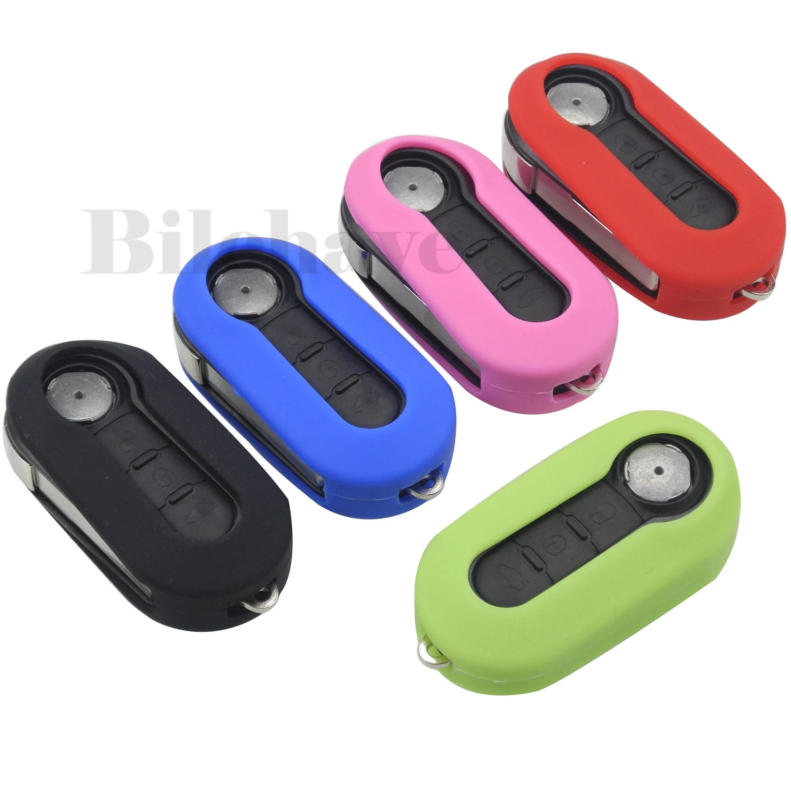 jingyuqin 3 Buttons For FIAT 500 ABARTH Panda Punto Bravo Folding Flip Remote Car Key Case FOB Silicone Cover