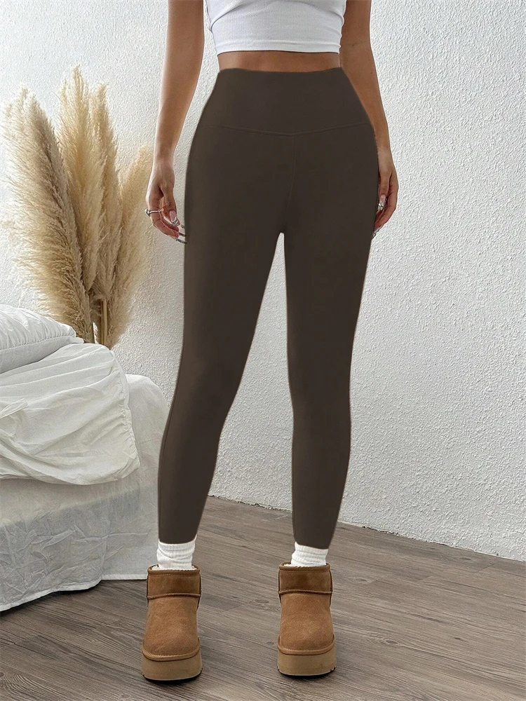 Women Basic Velvet Leggings Winter Warm Casual Solid Color High Waist Slim Fit Ankle Length Leggings Streetwewar