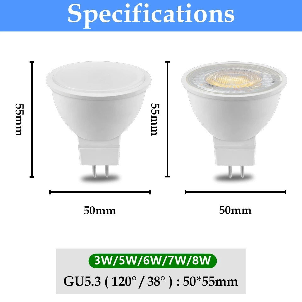 LED Spotlight 10PCS MR16 GU10 3W-8W AC220V Beam Angle 38 120 Degree for Home