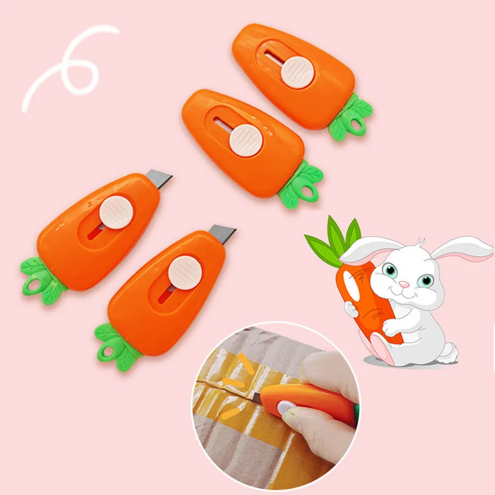 

1 Piece Kawaii Mini Pocket Carrot Art Utility Knife Express Box Knife Paper Cutter Craft Wrapping Refillable Blade Stationery