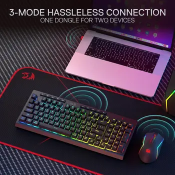 Redragon S142 Wireless Gaming Keyboard & Mouse Combo, 98 Keys K515 PRO Wireless RGB Membrane Keyboard 4