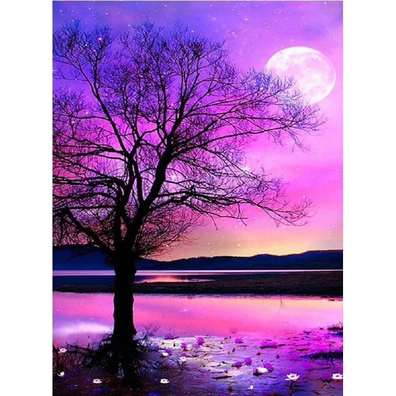 5D Landscape Diamond Painting Full Round Drill canvas Painting Sunset Seaside Scenery Picture Mosaic Rhinestones Home Decor