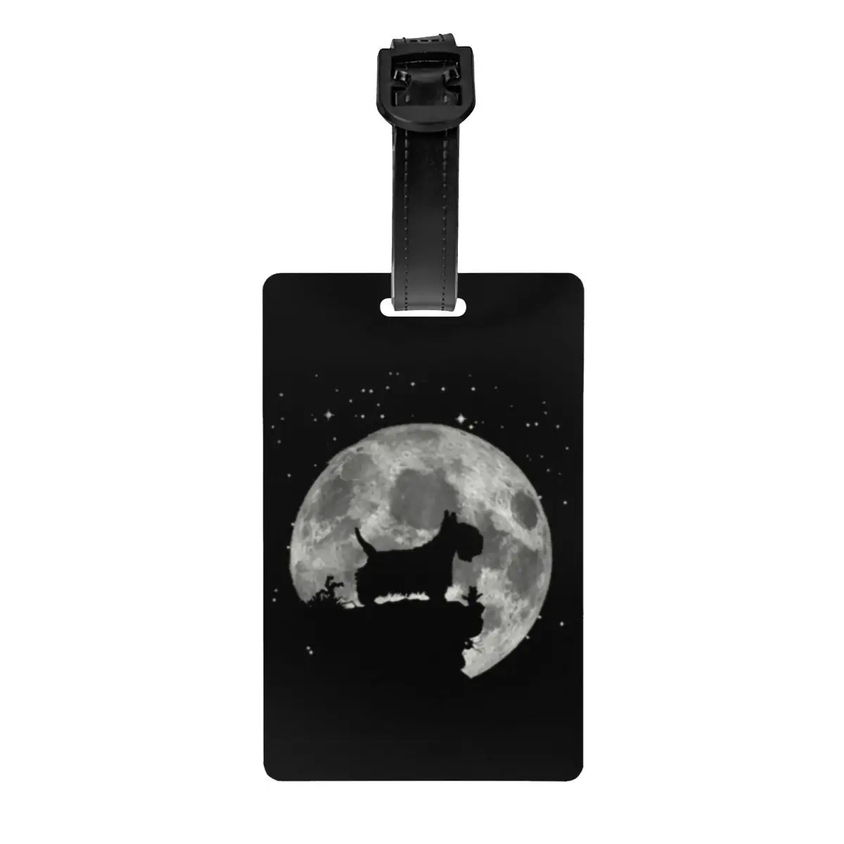 

Custom Scottish Westie Dog Moon Luggage Tag West Highland White Terrier Puppy Privacy Cover ID Label for Travel Bag Suitcase