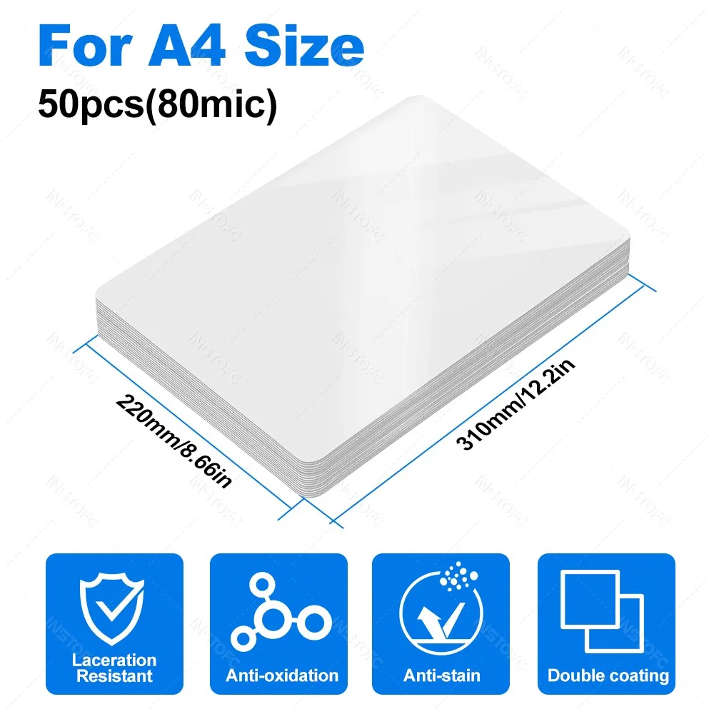 Durable Laminating Film for Hot Laminators - 50 Sheets, 80 Micron