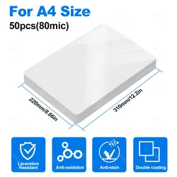 Durable Laminating Film for Hot Laminators - 50 Sheets, 80 Micron (A4 Size 50pcs)
