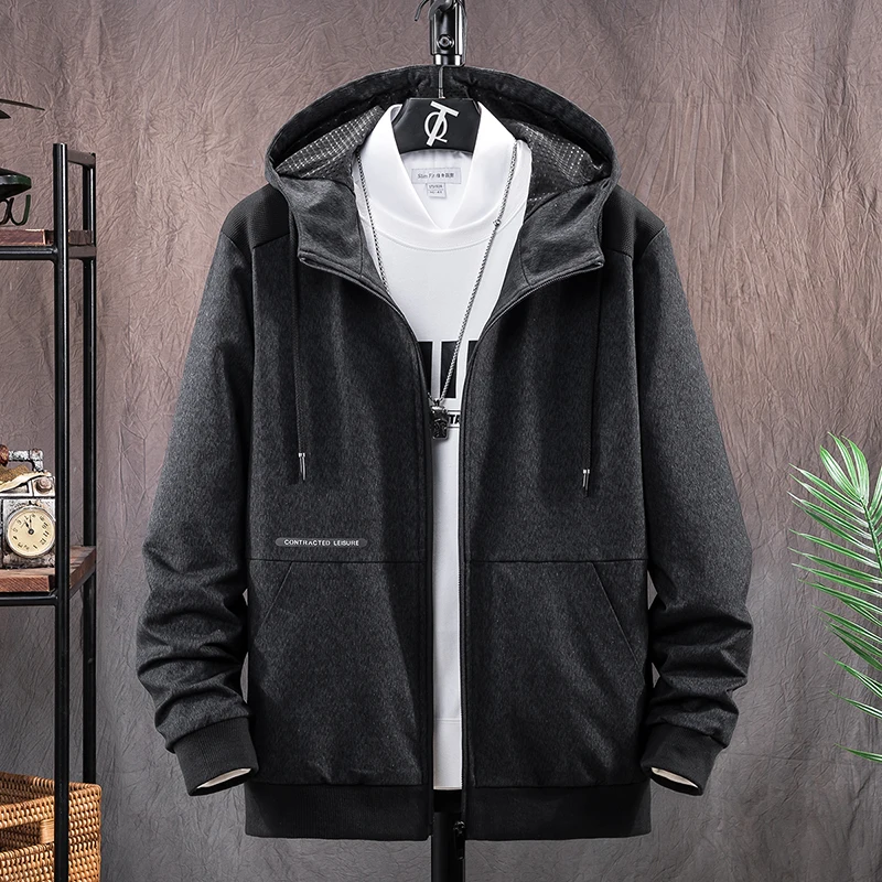 

Men Windbreakers Coat Camping Outing Biking Plus Size Clothes Casua Fashion Solid Color Thin Outdoor Technical Hooded Jackets