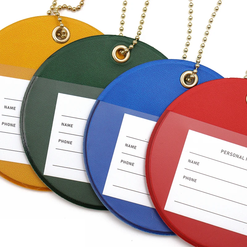 2 Pack Pu Leather Luggage Tags for Suitcases Travel Tags PU leather luggage tag with anti-lost cord loop for luggage and travel